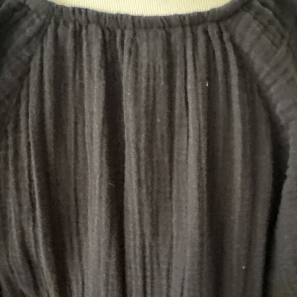 Old Navy Womens Boho Black Maxi Peasant Dress Sz L Dark Cottagecore Prairie - Picture 11 of 16